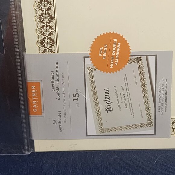 Gartner Studio Gold Foil Double Motif Printable Most Printers 15ct Certificates - Picture 5 of 16